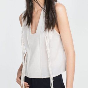 NWT Zara White Tassel Fringe Top